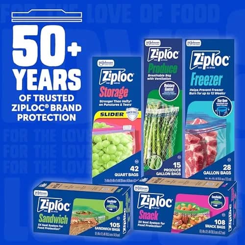 Ziploc Gallon Food Storage Freezer Bags, Stand-Up Bottom, Easy to Fill, 28 Count | Protects Food from Freezer Burn for 12 Weeks thumbnail 7