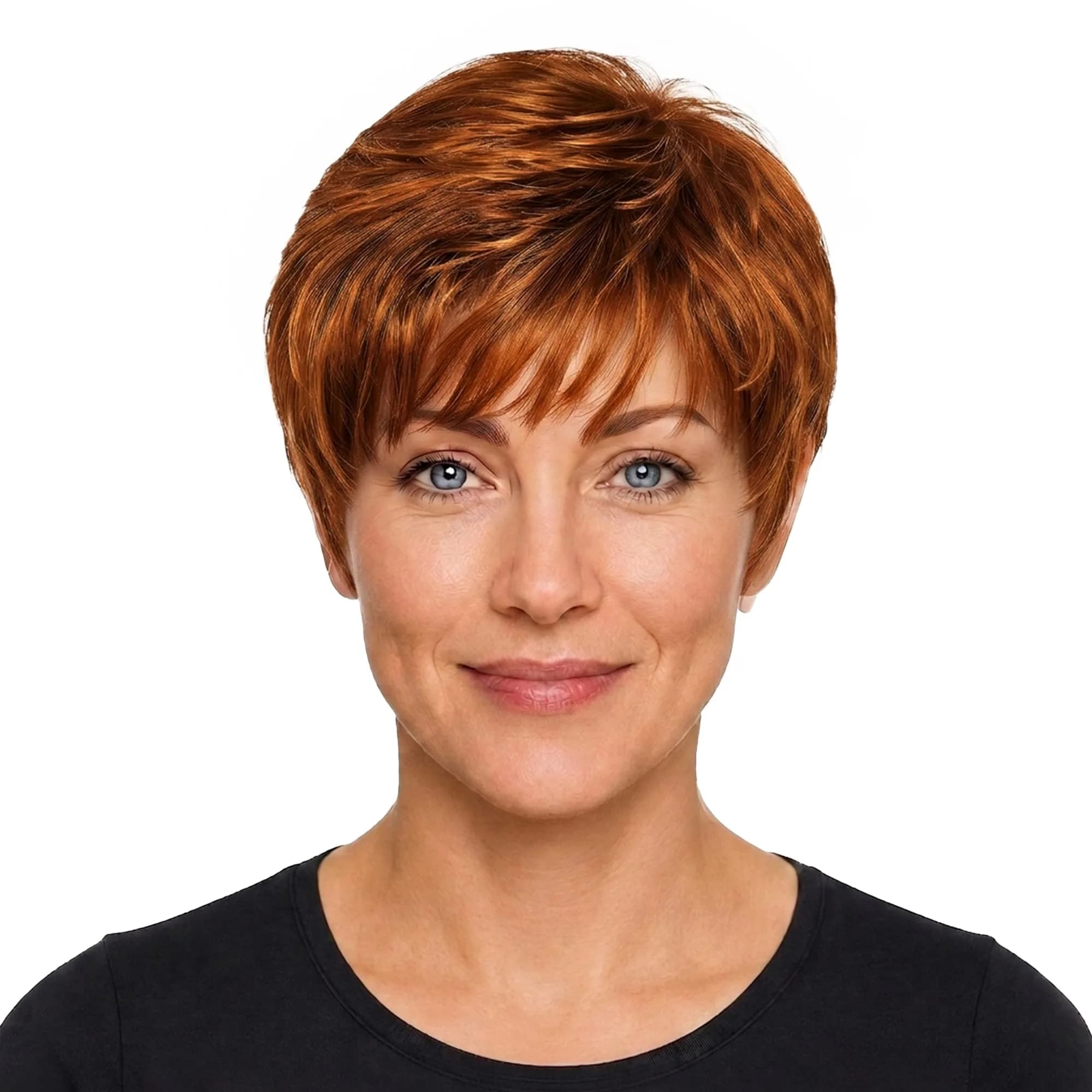 Hair u wear Pixie Cut Short Black Wig, WINNER | Lightweight, Synthetic Fiber, Adjustable Fit — R3025S+ Glazed Cinnamon