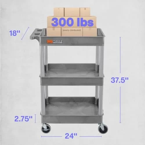 Luxor Tub Cart - Three Shelves | Heavy Duty Utility Cart for Office & Auto (70-120 chars) thumbnail 5