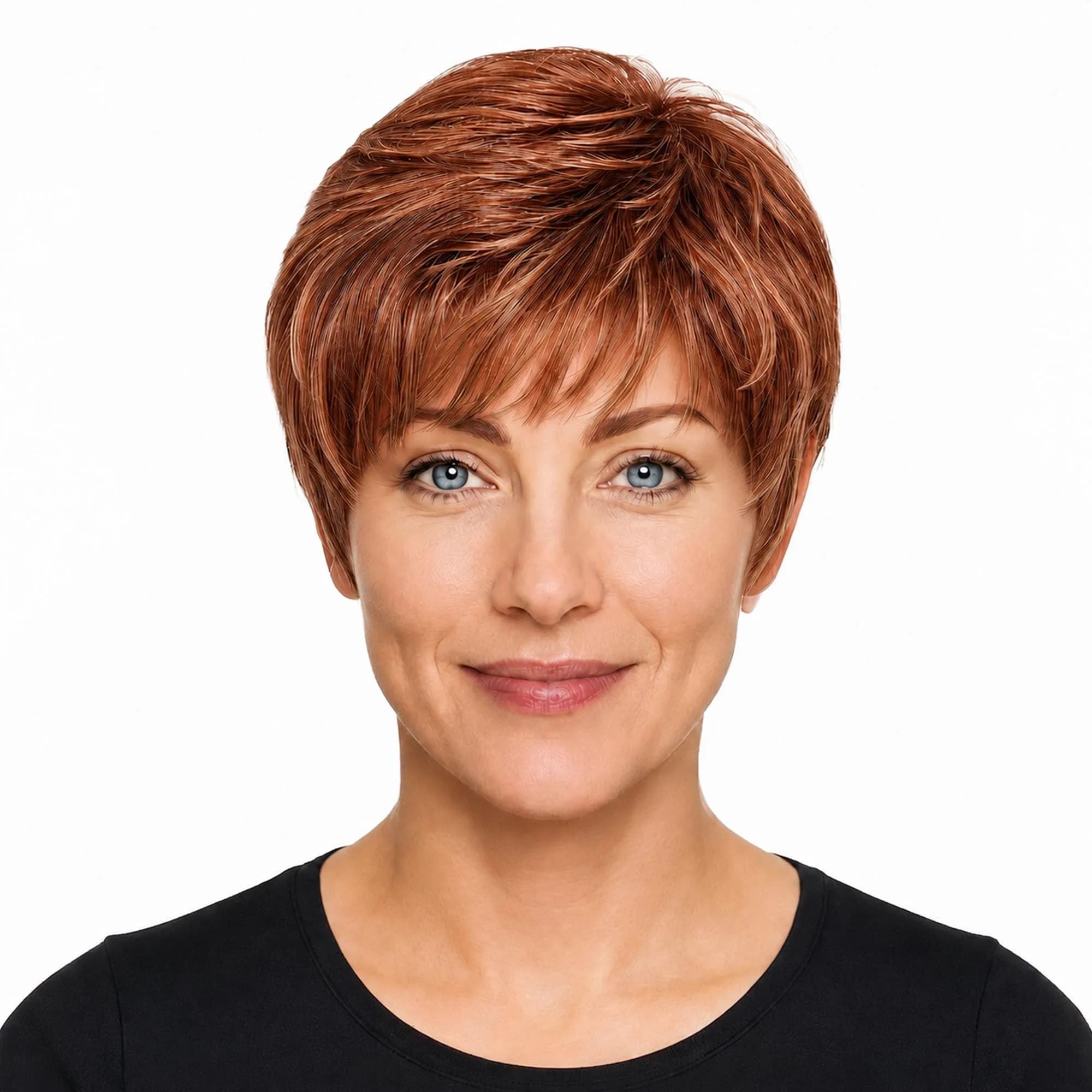 hairuwear Raquel Welch Pixie Cut Short Red Wig, Glazed Fire | Lightweight, Wavy, Ready to Wear