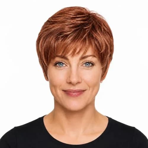 hairuwear Raquel Welch Pixie Cut Short Red Wig, Glazed Fire | Lightweight, Wavy, Ready to Wear thumbnail 1
