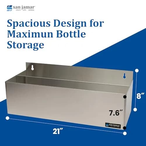 San Jamar B5522D Double Rail Speed Rack Bottle Holder 56.1cm (22.3" W x 8.5" H x 9.7" D) | Organizes 10 Quart Bottles thumbnail 5