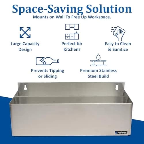 San Jamar B5522D Double Rail Speed Rack Bottle Holder 56.1cm (22.3" W x 8.5" H x 9.7" D) | Organizes 10 Quart Bottles thumbnail 6