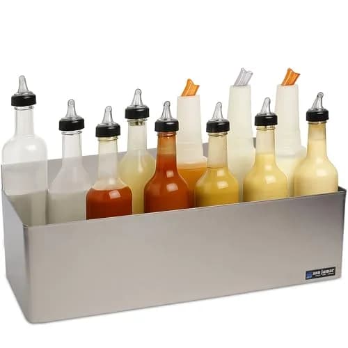 San Jamar B5522D Double Rail Speed Rack Bottle Holder 56.1cm (22.3" W x 8.5" H x 9.7" D) | Organizes 10 Quart Bottles thumbnail 2