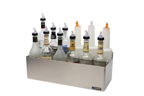 San Jamar B5522D Double Rail Speed Rack Bottle Holder 56.1cm (22.3" W x 8.5" H x 9.7" D) | Organizes 10 Quart Bottles thumbnail 3