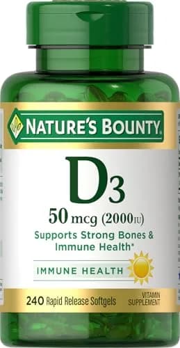 Nature's Bounty Vitamin D3 2000 IU | Immune & Bone Support, 240 Softgels thumbnail 1