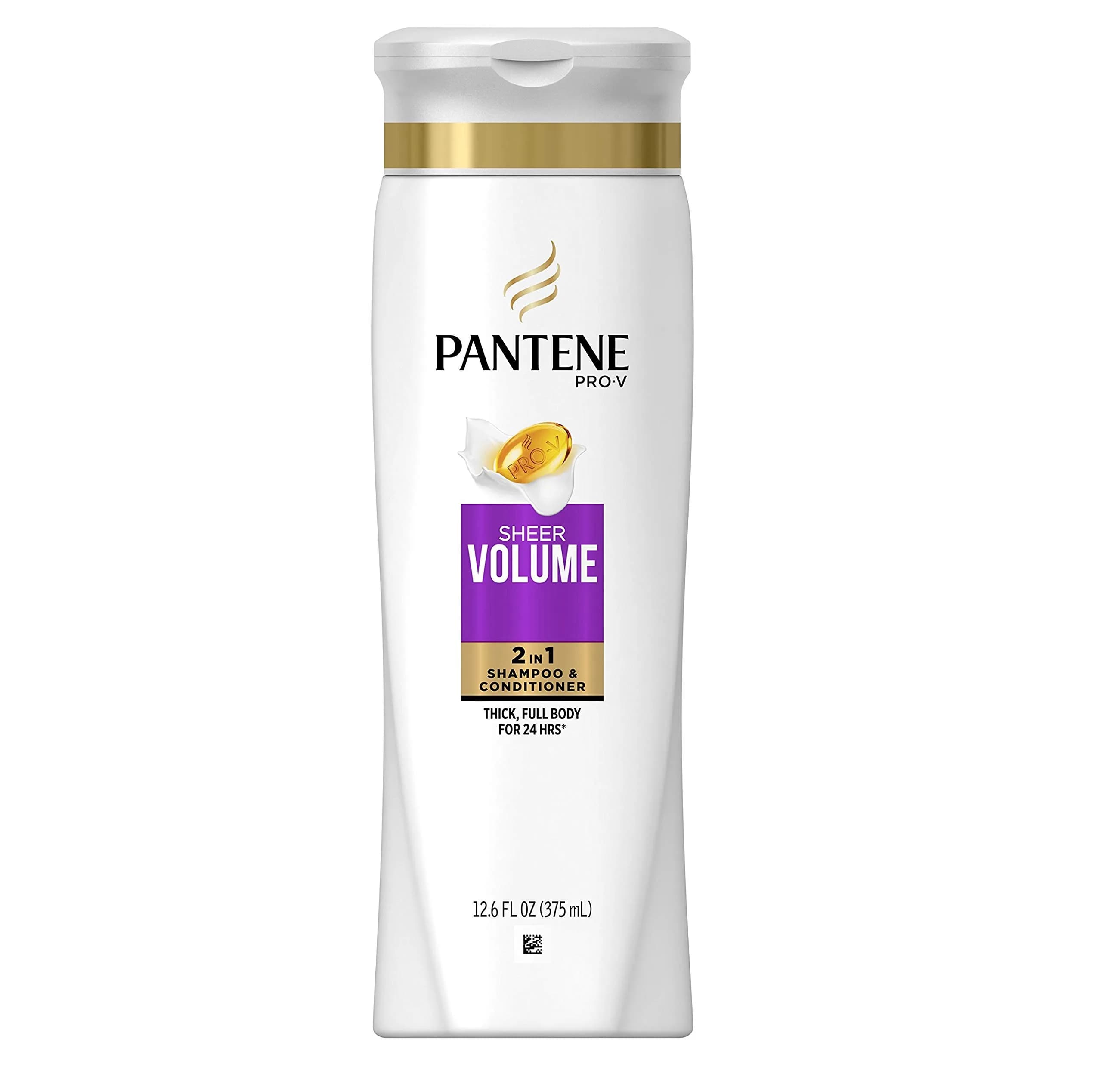 Pantene Pro-V Sheer Volume 2 in 1 Shampoo & Conditioner with Collagen 372ml (12.6 Fl Oz) | Boosts Volume & Lift — White