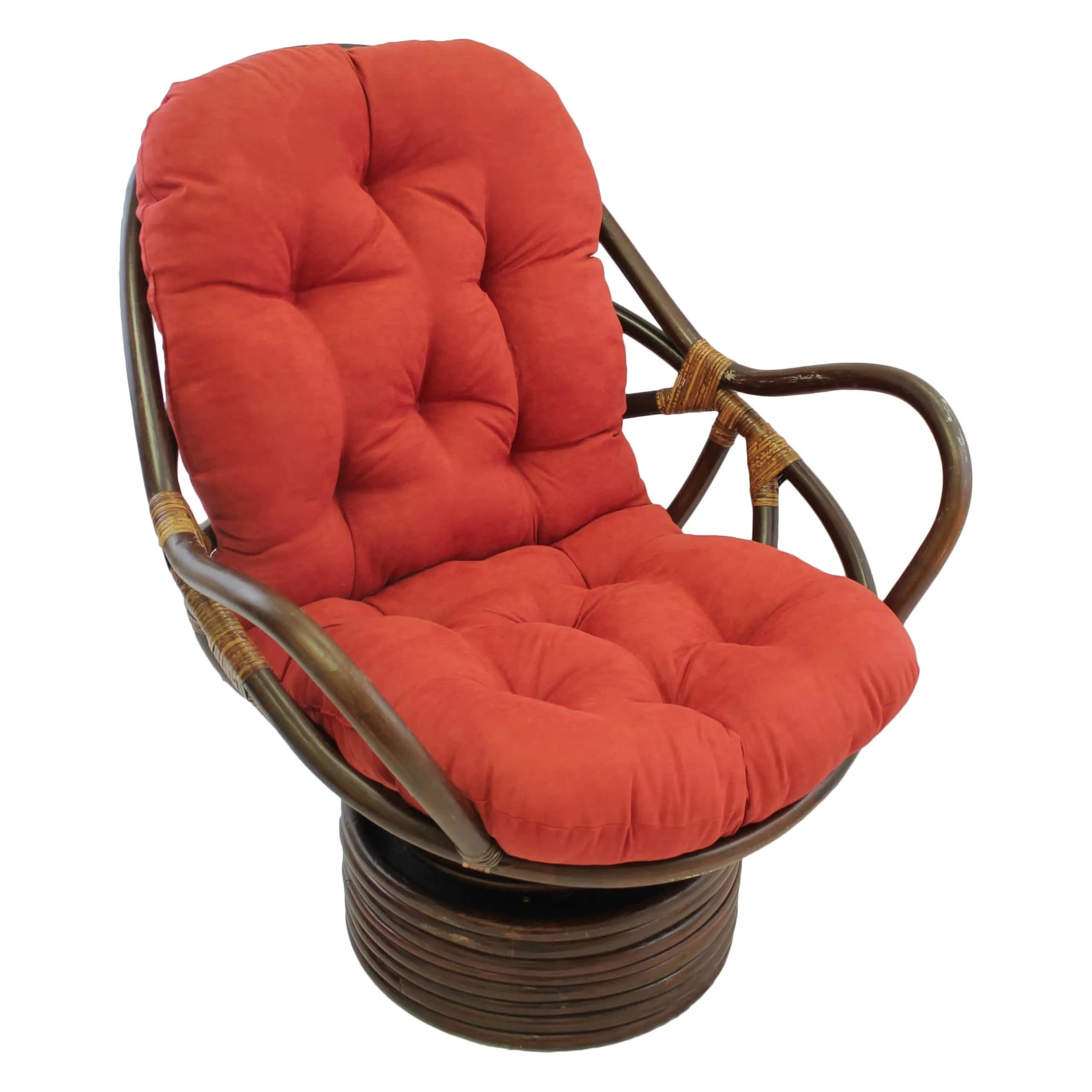 Blazing Needles Solid Microsuede Swivel Rocker Chair Cushion, 48" x 24", Cardinal Red | Stylish & Comfortable