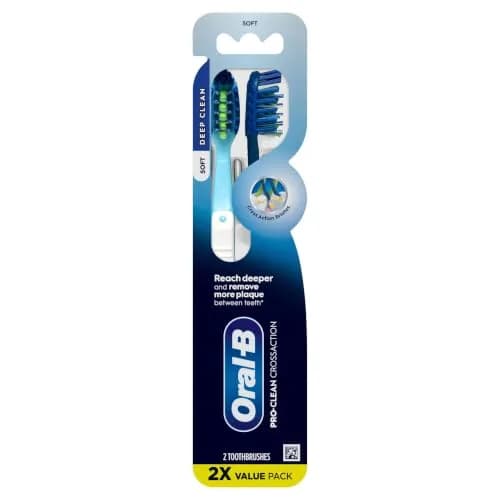 Oral-B Pro Health CrossAction Plaque Removal Toothbrushes 2 Pack | Soft Bristles Deep Reach in Tight Spaces thumbnail 7