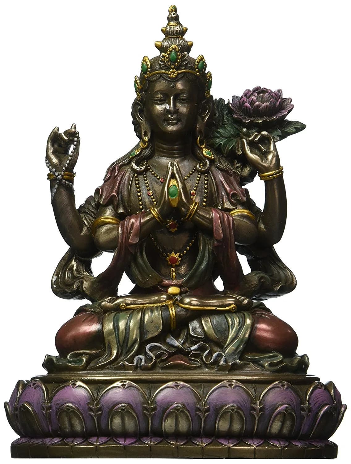 SUMMIT COLLECTION Buddhist Avalokiteshvara Kuan Yin Statue | Resin Figurine for Home Decor (16.51cm x 11.43cm x 7.62cm)