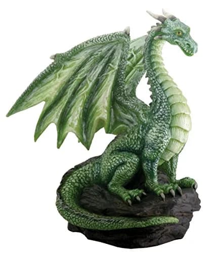 SUMMIT COLLECTION Green Dragon on Rock Fantasy Figurine 8.89 cm (3.5") | Hand-Painted Medieval Decor thumbnail 1