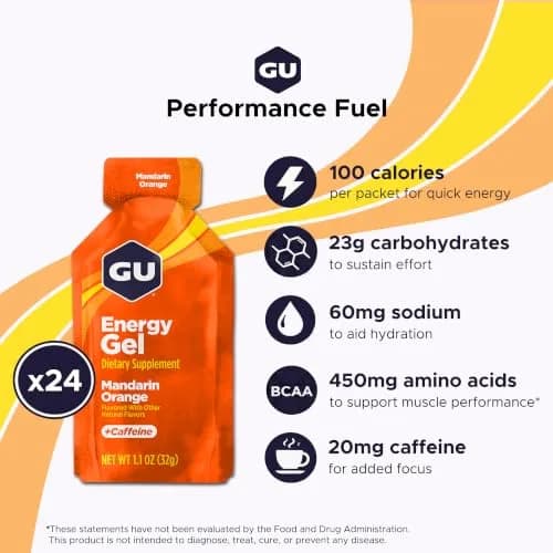 GU Energy Original Sports Nutrition Energy Gel, Mandarin Orange, 24 Count Box | Dual Source Energy for Endurance Athletes thumbnail 2