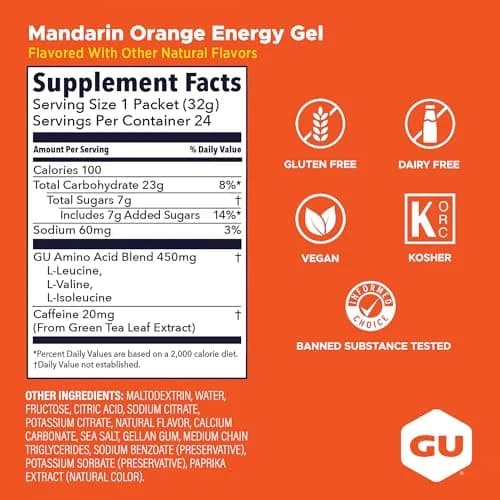 GU Energy Original Sports Nutrition Energy Gel, Mandarin Orange, 24 Count Box | Dual Source Energy for Endurance Athletes thumbnail 3