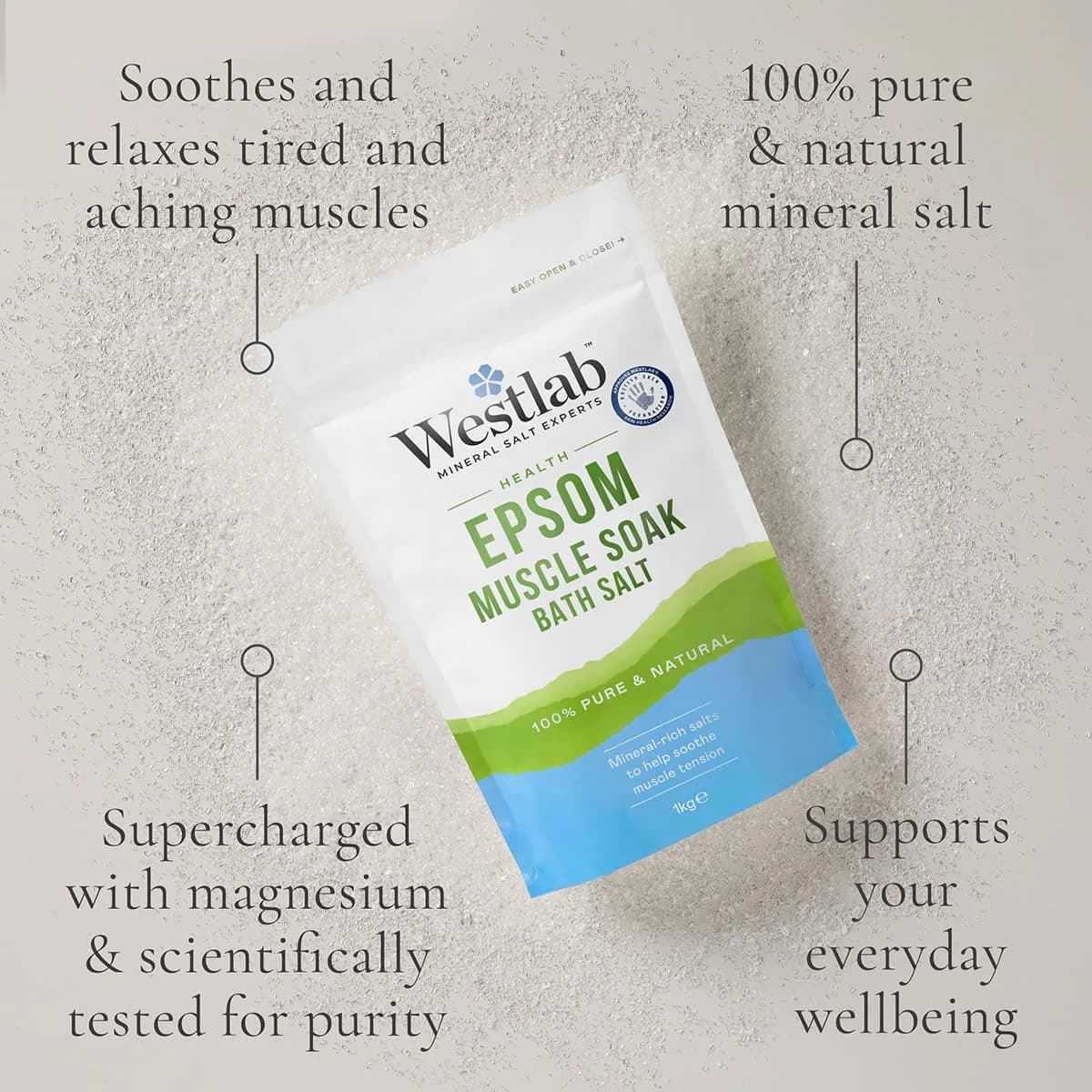 Westlab Reviving Epsom Salt 1 kg (2.2 lb) | Muscle Relaxation & Recovery - view 2