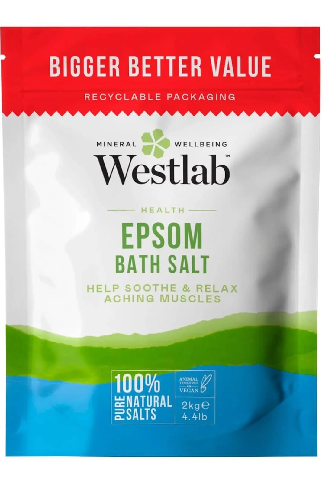 Westlab Reviving Epsom Salt 1 kg (2.2 lb) | Muscle Relaxation & Recovery — White