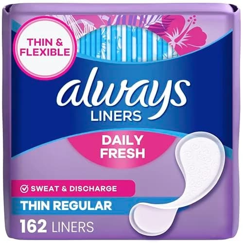 Always Panty Liners for Women Thin No Feel Protection Daily Liners Regular Unscented 162 Count | Breathable, Discreet, Light Absorbency thumbnail 1