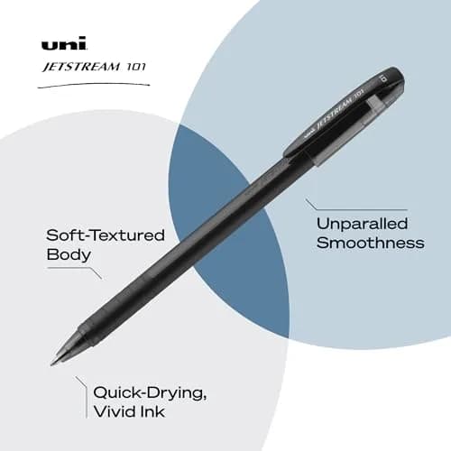 Uni-Ball Jetstream 101 Ballpoint Pens, Medium Point (1.0mm), Black, 12 Pack | Smooth Hybrid Ink, Smudge-Resistant thumbnail 5