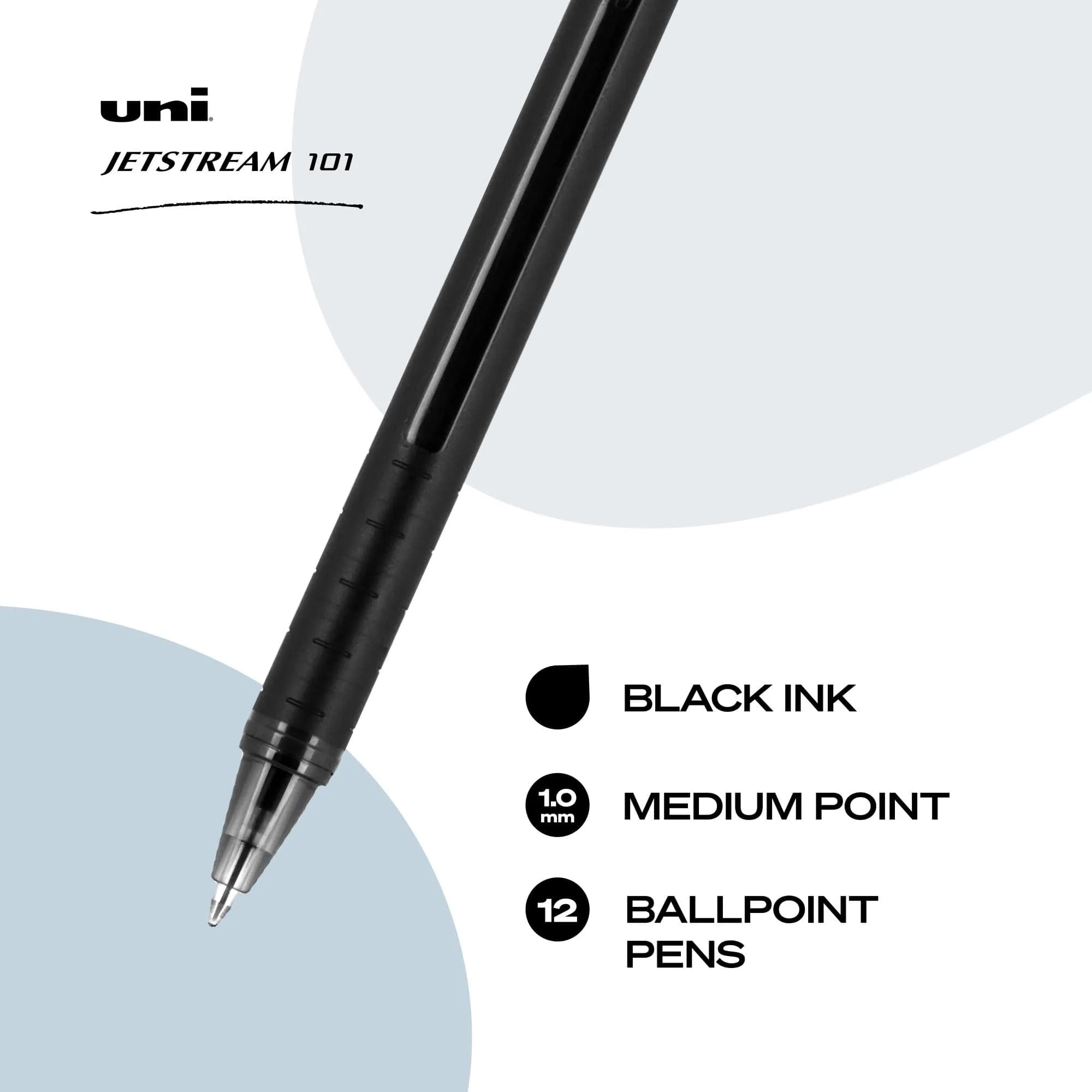 Uni-Ball Jetstream 101 Ballpoint Pens, Medium Point (1.0mm), Black, 12 Pack | Smooth Hybrid Ink, Smudge-Resistant - view 3