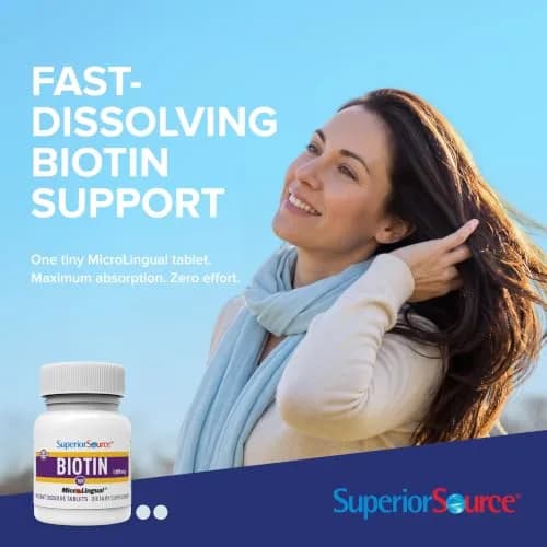 Superior Source Biotin 1,000 mcg | Sublingual Tablets for Hair & Nails Support thumbnail 2