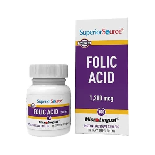 Superior Source Folic Acid 1200 mcg | Sublingual Tablets for Heart & Cell Support (100 Count) thumbnail 1