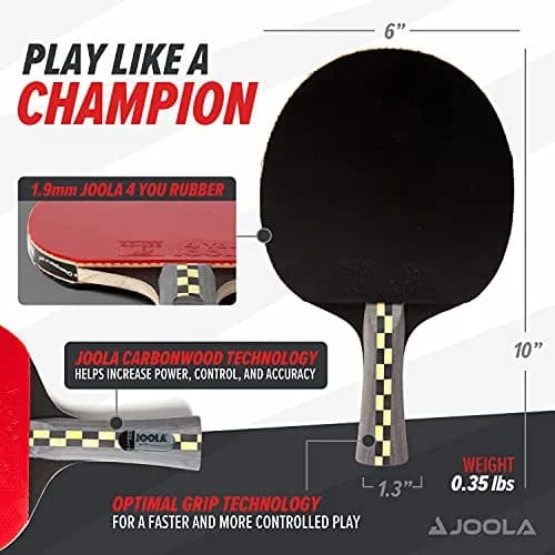 JOOLA Carbon Pro Professional Ping Pong Paddle - Racket with Carbonwood Technology & Red/Black JOOLA 4 You Rubber - Table Tennis Racket Designed for Speed (150g) thumbnail 4