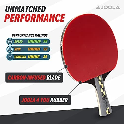 JOOLA Carbon Pro Professional Ping Pong Paddle - Racket with Carbonwood Technology & Red/Black JOOLA 4 You Rubber - Table Tennis Racket Designed for Speed (150g) thumbnail 5