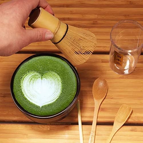 BambooMN Matcha Whisk Set - Golden Chasen (Tea Whisk), Chashaku (Hooked Bamboo Scoop), Tea Spoon - 10 Sets thumbnail 3