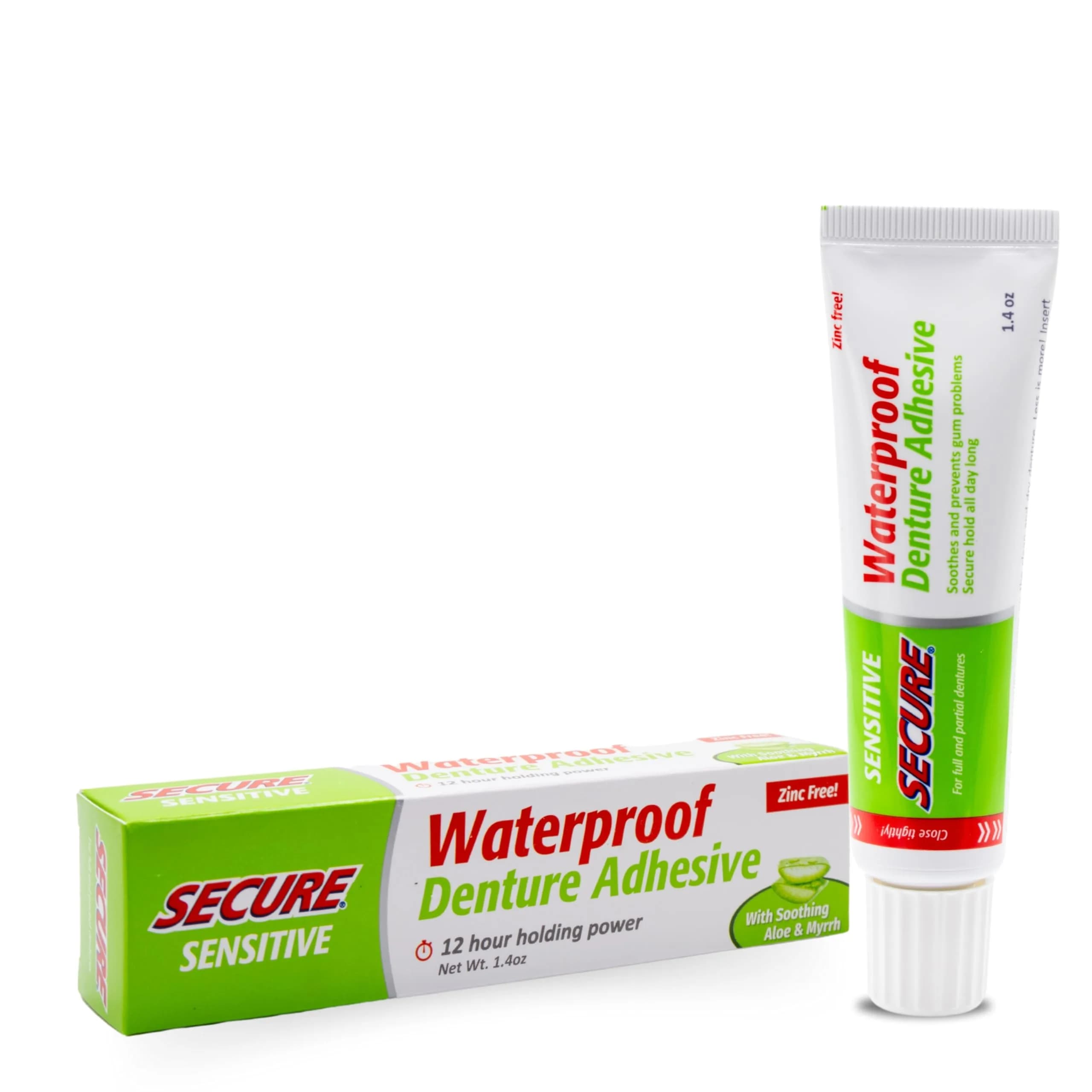 Secure Sensitive Denture Adhesive Cream - Zinc-Free, Gentle Formula for Sensitive Gums, 1.4 oz Tube - main product image