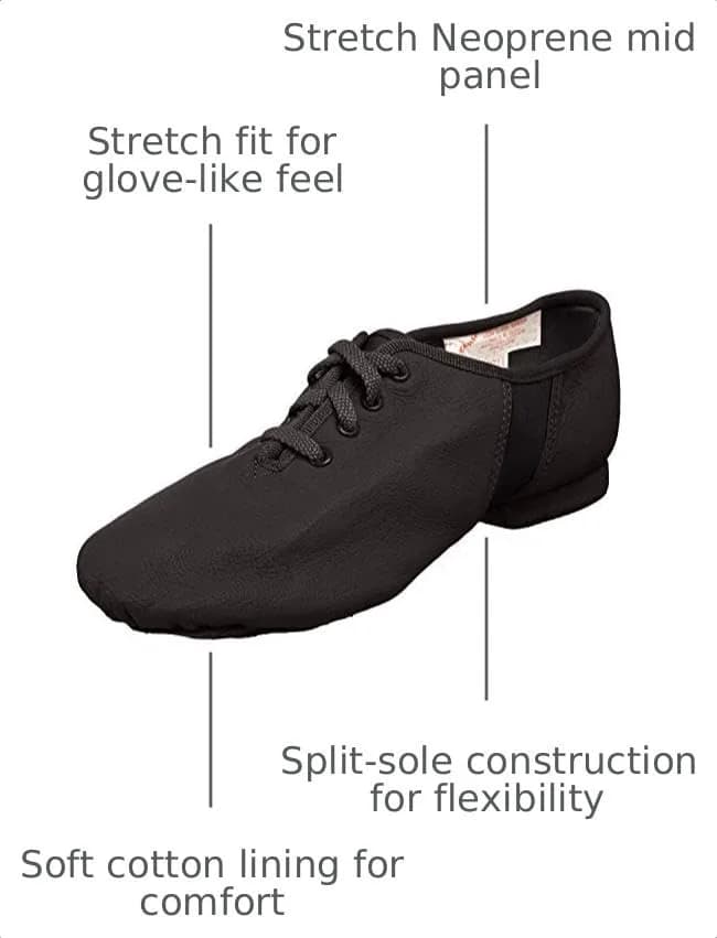 Sansha Tivoli Lace-Up Leather Jazz Shoe,Black,14 M US Women | Low Heel, Neoprene & Leather, Athletic Dance Shoe thumbnail 2