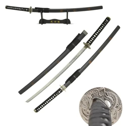 MASTER USA Hand Carved Katana Sword with Samurai Bushido Code on Scabbard, 1045 Steel, 41.5 Inches Overall thumbnail 1