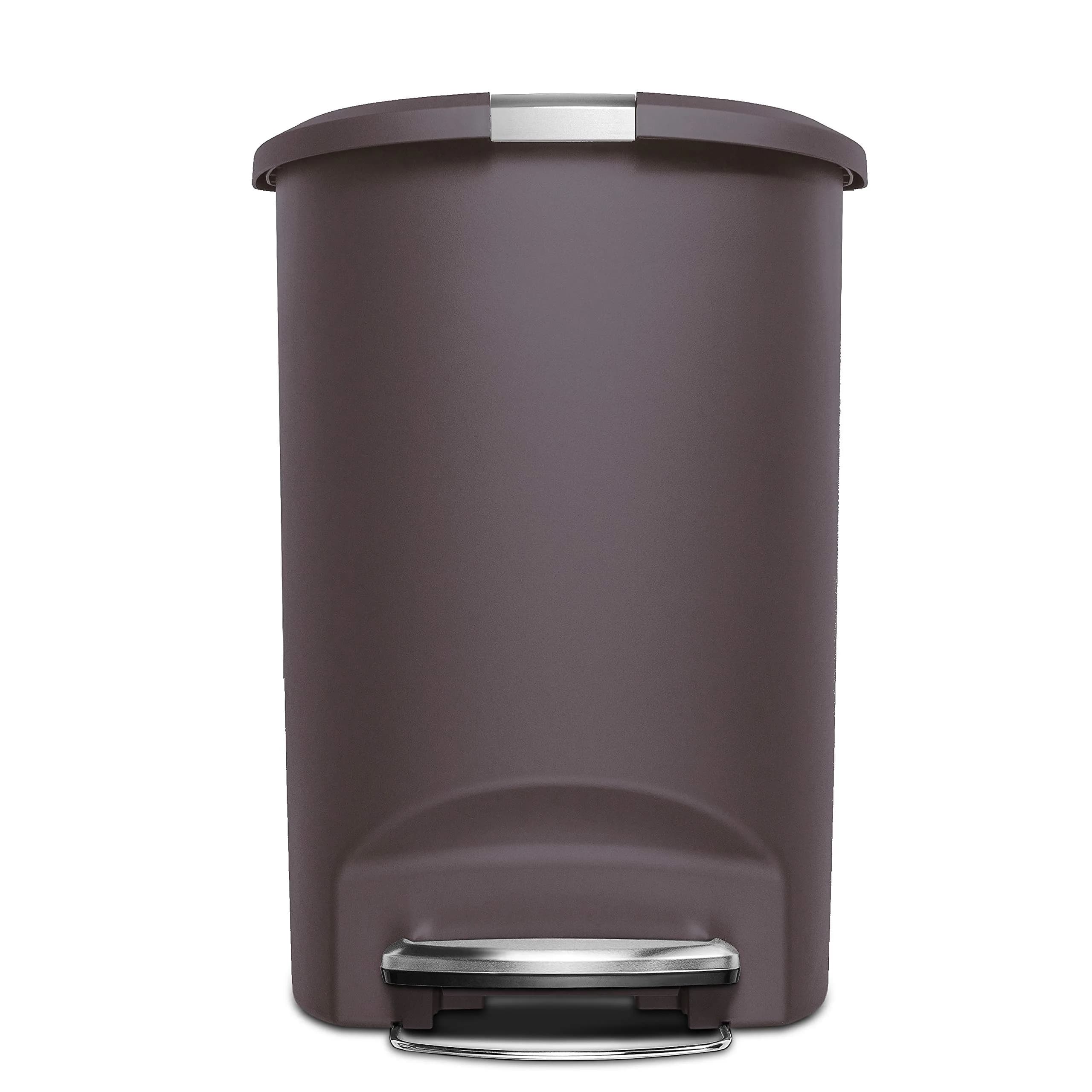 simplehuman 50 Liter (13 Gallon) Semi-Round Kitchen Step Trash Can with Lid Lock, Mocha Plastic | Space-Efficient Design for Busy Households - view 4