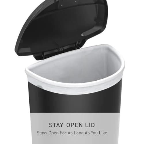 simplehuman 50 Liter (13 Gallon) Semi-Round Kitchen Step Trash Can with Pet-Proof Lock, Black Plastic | Durable & Silent Close thumbnail 6
