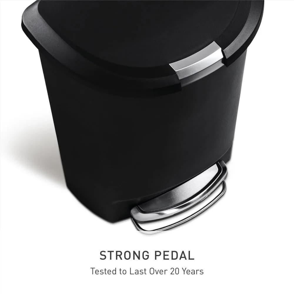 simplehuman 50 Liter (13 Gallon) Semi-Round Kitchen Step Trash Can with Pet-Proof Lock, Black Plastic | Durable & Silent Close - view 3