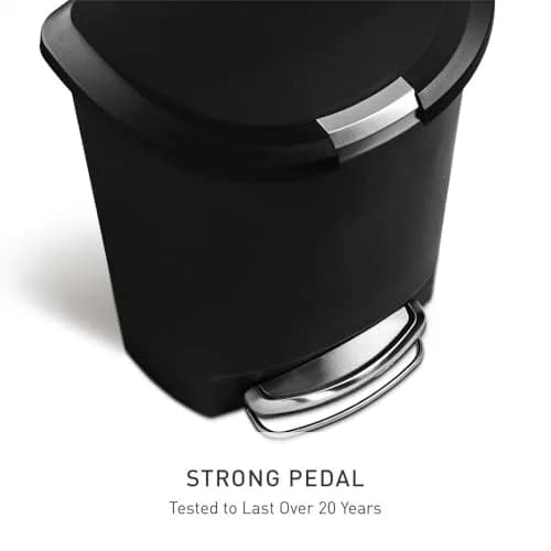 simplehuman 50 Liter (13 Gallon) Semi-Round Kitchen Step Trash Can with Pet-Proof Lock, Black Plastic | Durable & Silent Close thumbnail 3