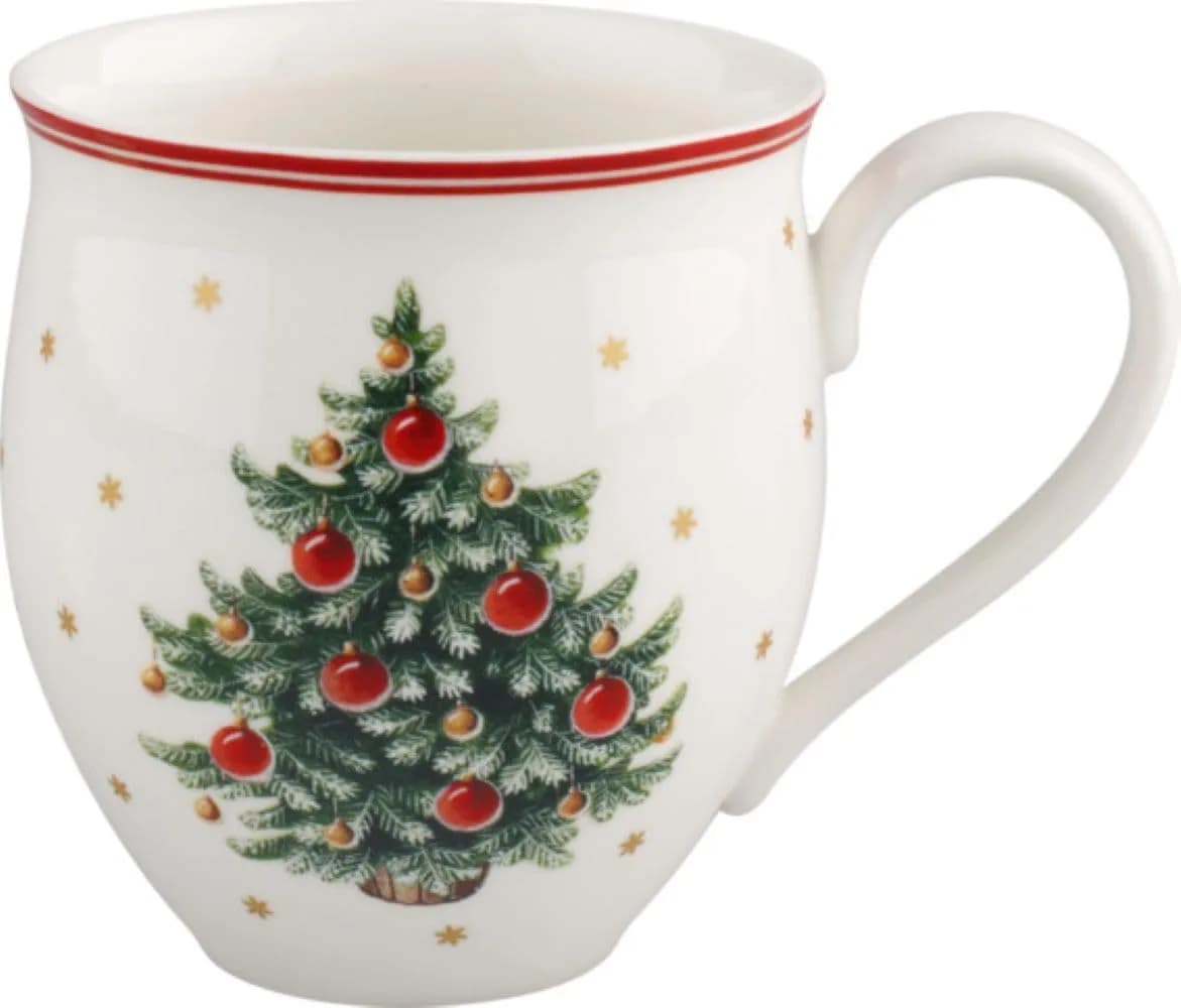 Villeroy & Boch Toy's Delight Christmas Collection Mug with Tree Motif, Premium Porcelain | Festive Christmas Mug with Handle (340ml) — White/Red