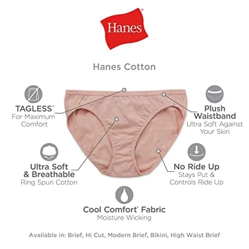 Hanes Women's Cotton Brief Panties 6-Pack, Size 10 | Moisture-Wicking Full Coverage thumbnail 6