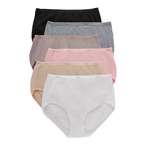 Hanes Women's Cotton Brief Panties 6-Pack, Size 10 | Moisture-Wicking Full Coverage thumbnail 1