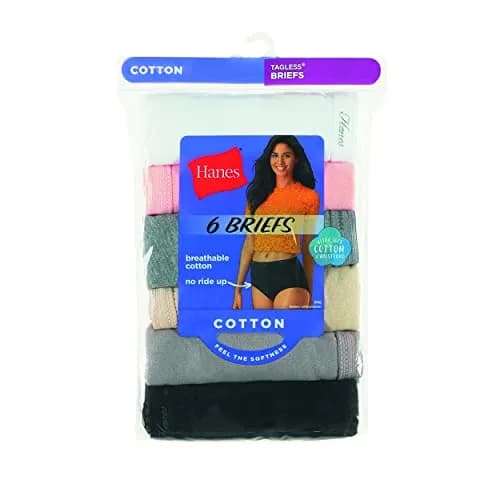 Hanes Women's Cotton Brief Panties 6-Pack, Size 10 | Moisture-Wicking Full Coverage thumbnail 7