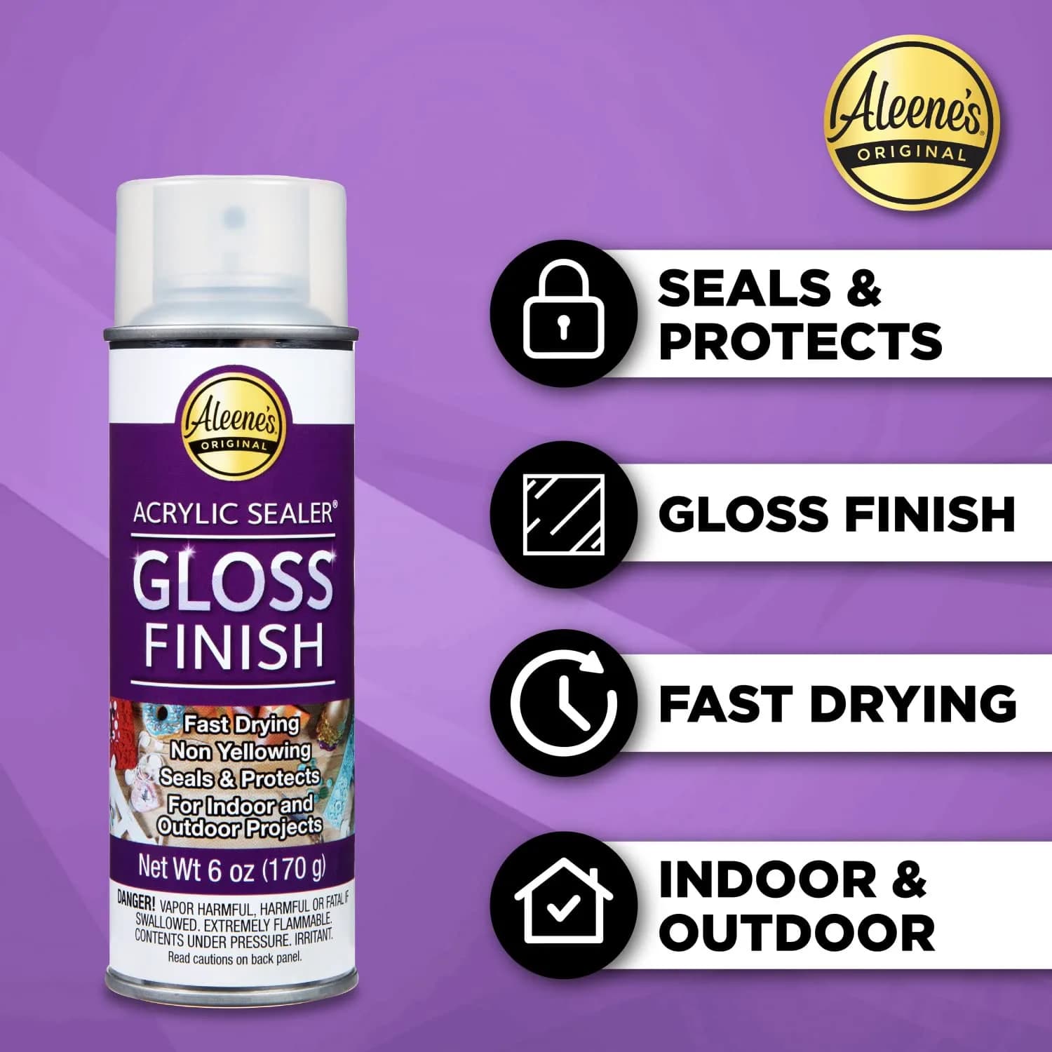 Aleene's Clear 6 oz Spray Acrylic Sealer | Super Gloss Finish for Crafts & Art Projects — Clear - Gloss