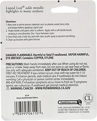 Plaid Classic Gold Glaze Liquid Leafing Paint 22ml (0.75 Fl Oz) | One-Step Metallic Finish thumbnail 2