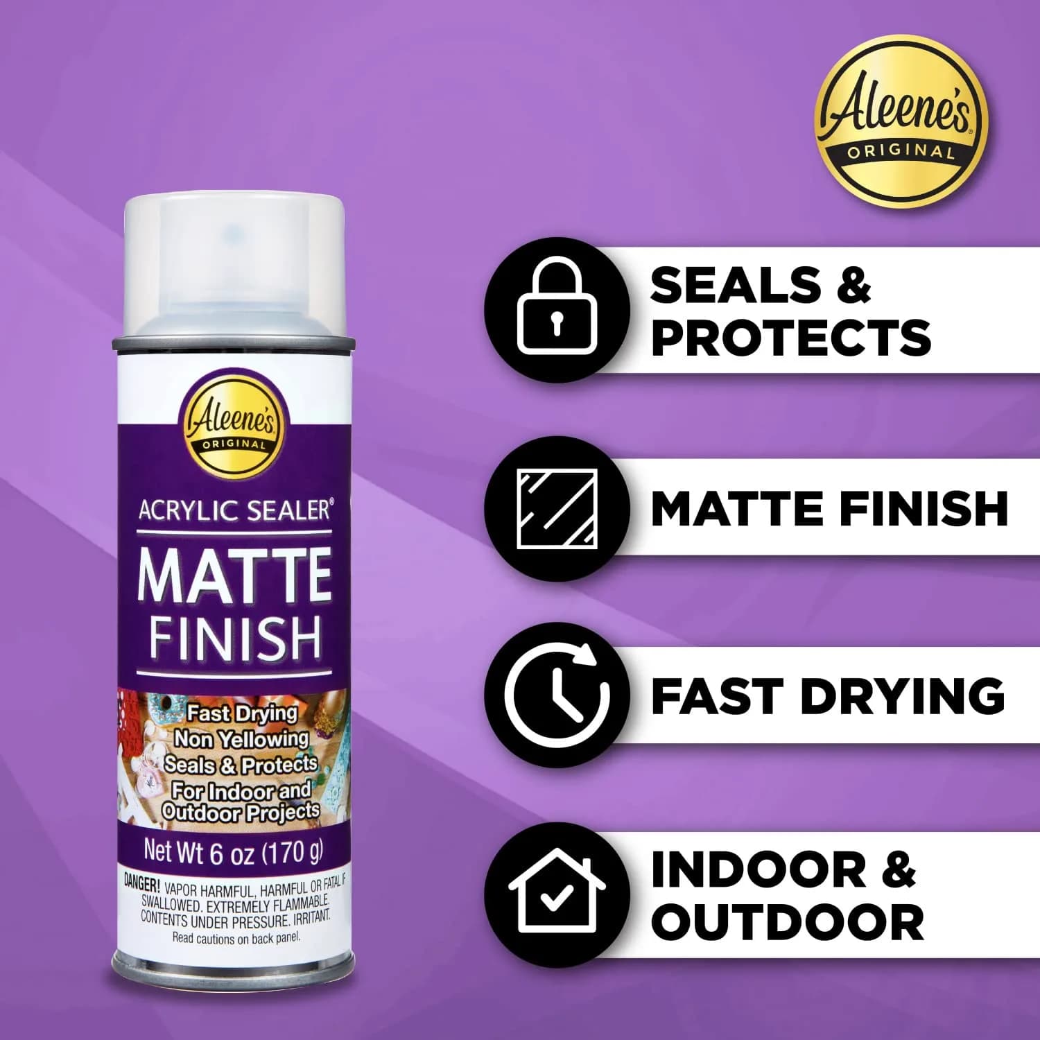 Aleene's Matte Clear Acrylic Sealer Spray 177ml (6 oz) | Protects Crafts & Art Projects - view 2
