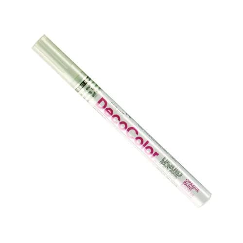 Marvy Uchida Deco Color Fine Point Paint Marker Silver 1 Count (Pack of 1) | Opaque Oil-Based Paint for Crafts thumbnail 1