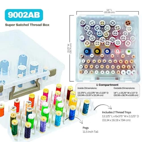 ArtBin Super Satchel Thread Box - Versatile Sewing, Embroidery & Quilting Storage, 108 Pegs, Made in USA thumbnail 2