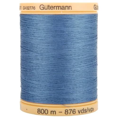 Gütermann Natural Cotton Thread, 800m (875 yd) Indigo Blue | All-Purpose Mercerized Cotton for Hand & Machine Sewing thumbnail 1