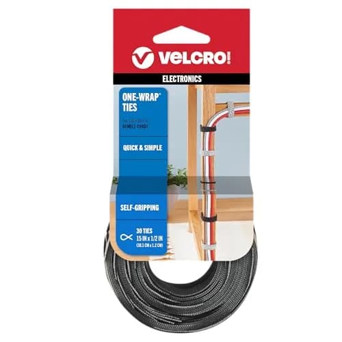 VELCRO Brand Reusable Cable Ties 15 inch (38 cm) Black & Gray, 30 Pack | Organize Large Cable Bundles thumbnail 1