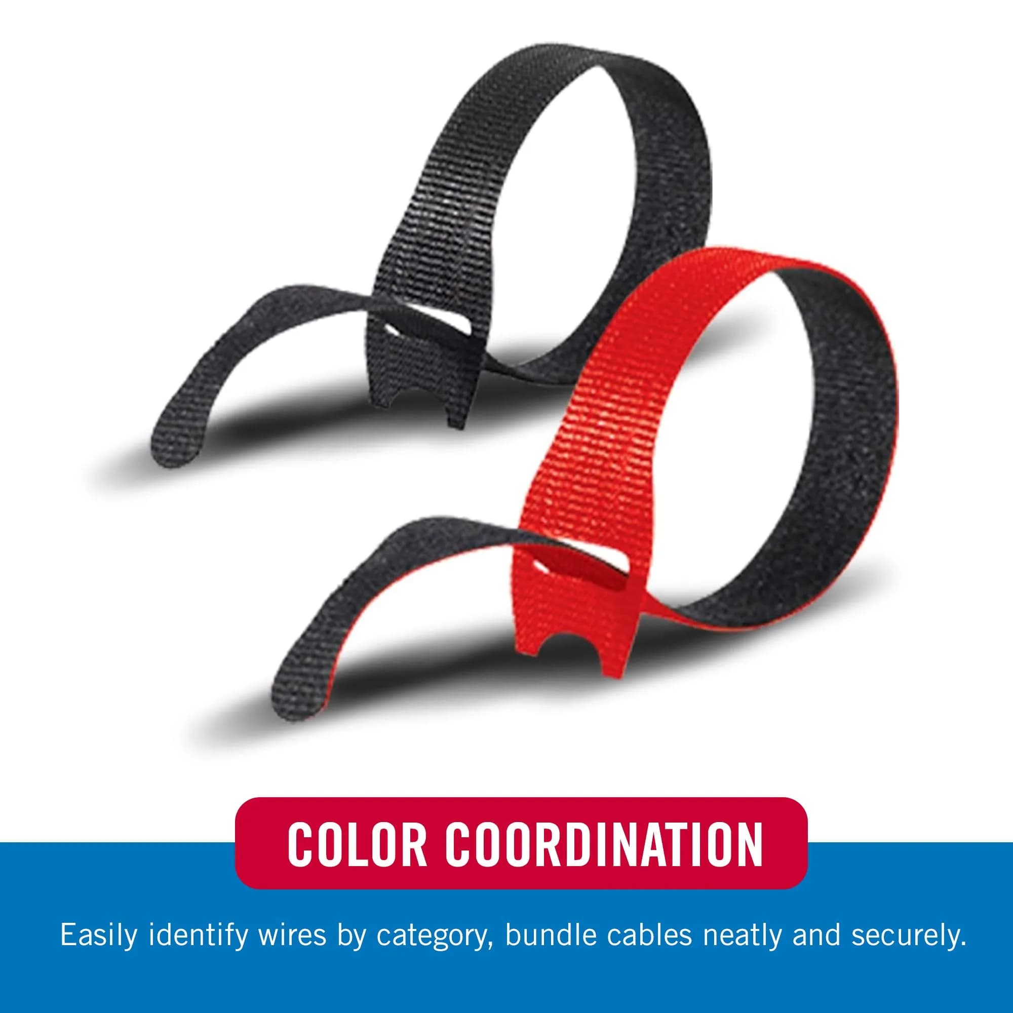 VELCRO Brand Reusable Cable Ties 15 inch (38 cm) Black & Gray, 30 Pack | Organize Large Cable Bundles - view 4
