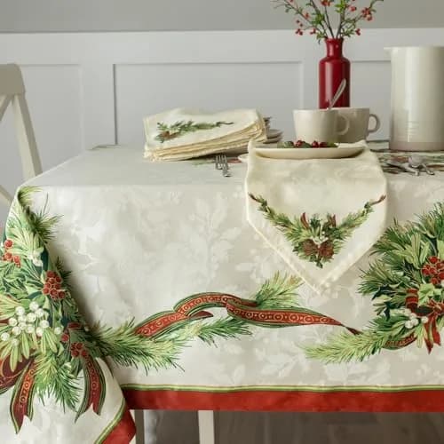 Benson Mills Christmas Ribbons Tablecloth 52" x 70" | Holiday Winter Decor thumbnail 2