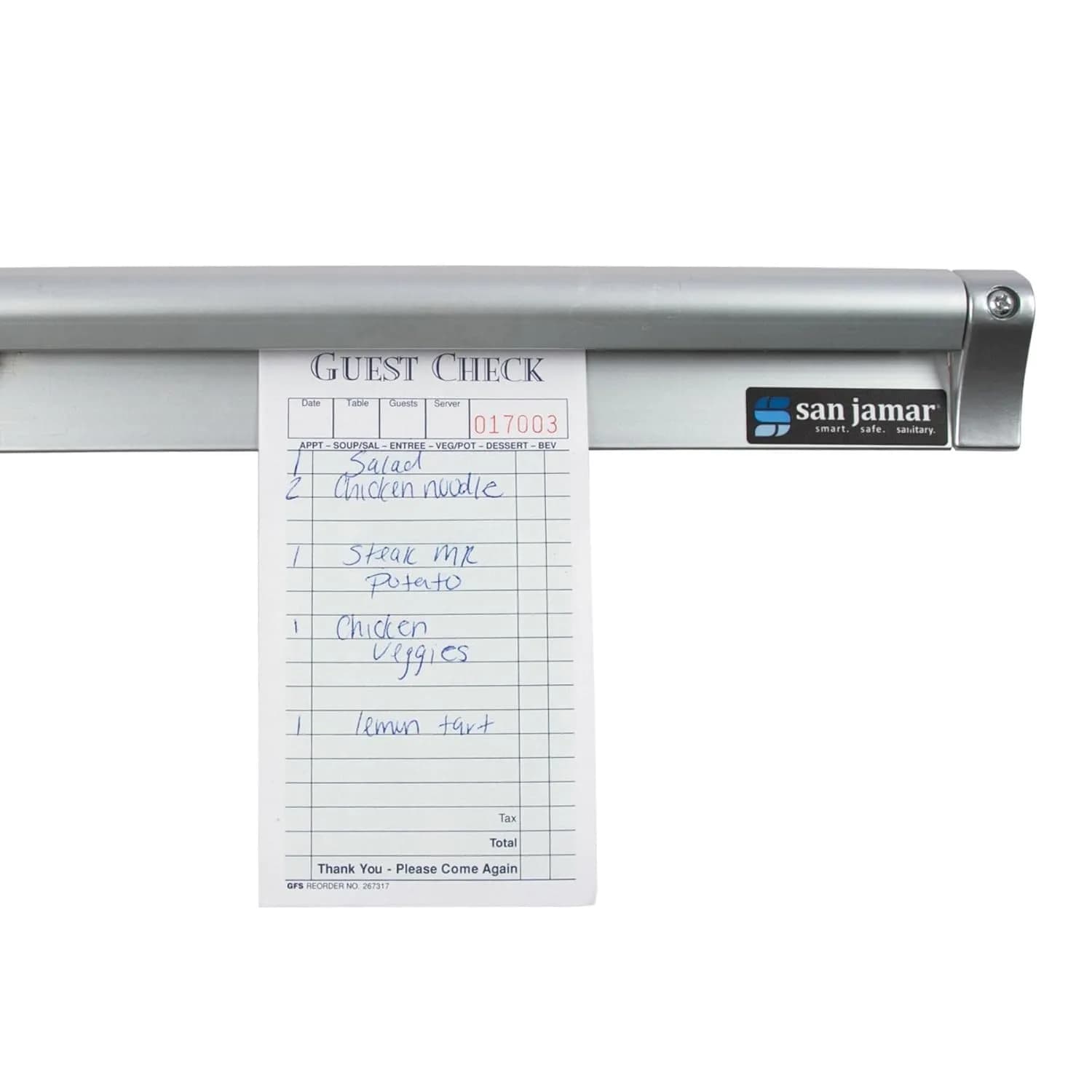 San Jamar 30" Anodized Aluminum Order Ticket Holder with Grip Track | Commercial Restaurant Receipt Holder - main product image