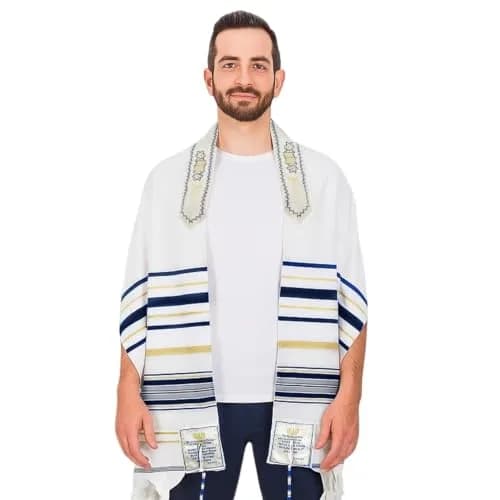 Holy Land Market Messianic Prayer Shawl Tallit 183cm x 56cm (72" x 22") | Christian Prayer Shawl with Bag & Brochure thumbnail 1