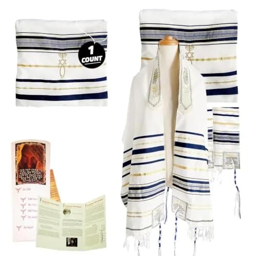 Holy Land Market Messianic Prayer Shawl Tallit 183cm x 56cm (72" x 22") | Christian Prayer Shawl with Bag & Brochure thumbnail 8